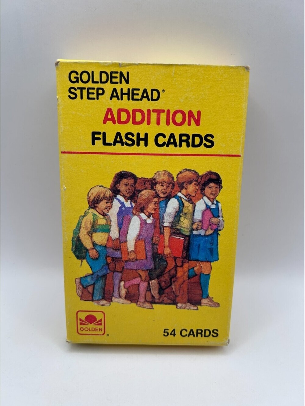 Vintage 1984 Golden Step Ahead Addition Math Flash Cards 54 Complete 4951 yellow